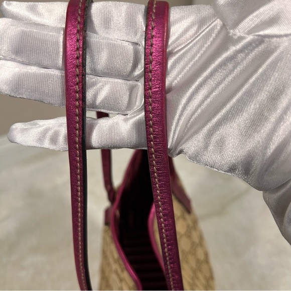 Gucci GG Monogram Tote Pink Leather Trim - Picture 8 of 15